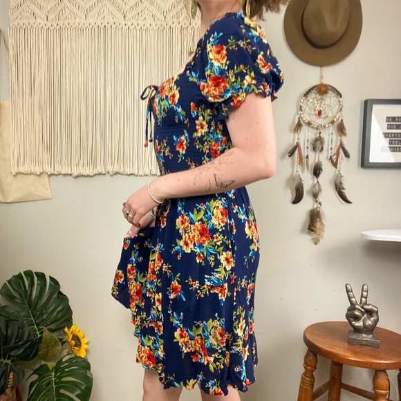 BOG Collective Smocked Floral Square Neck Puff Sleeve Dress - Picture 5 of 16